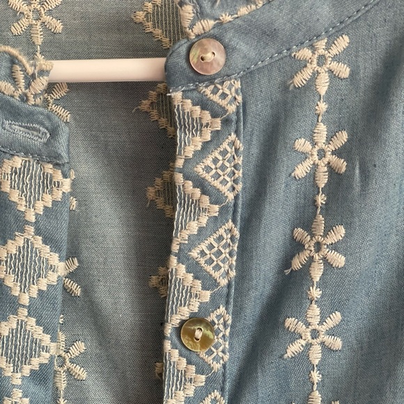 Zara blue cotton jacket with white thread work embroidery. - Picture 4 of 12
